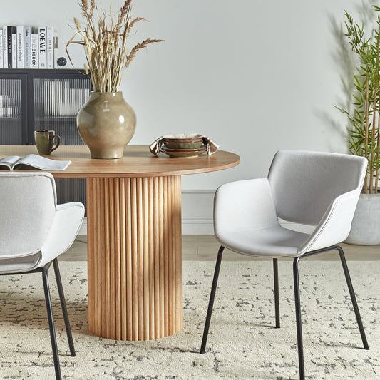Dining Chairs 2 Light Grey Polyester Upholstery Metal Legs