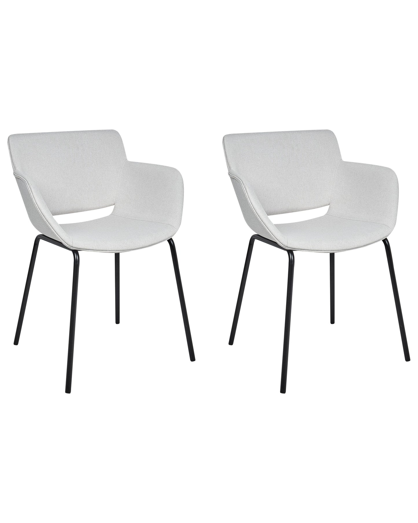 Dining Chairs 2 Light Grey Polyester Upholstery Metal Legs