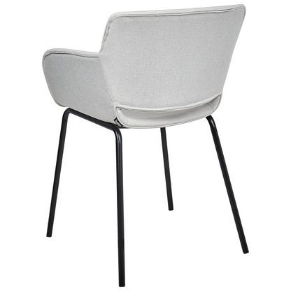 Dining Chairs 2 Light Grey Polyester Upholstery Metal Legs
