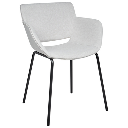 Dining Chairs 2 Light Grey Polyester Upholstery Metal Legs