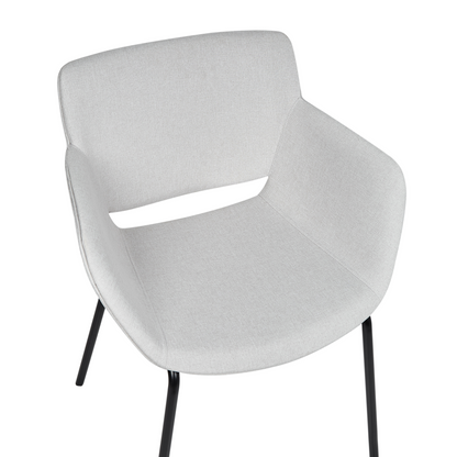 Dining Chairs 2 Light Grey Polyester Upholstery Metal Legs
