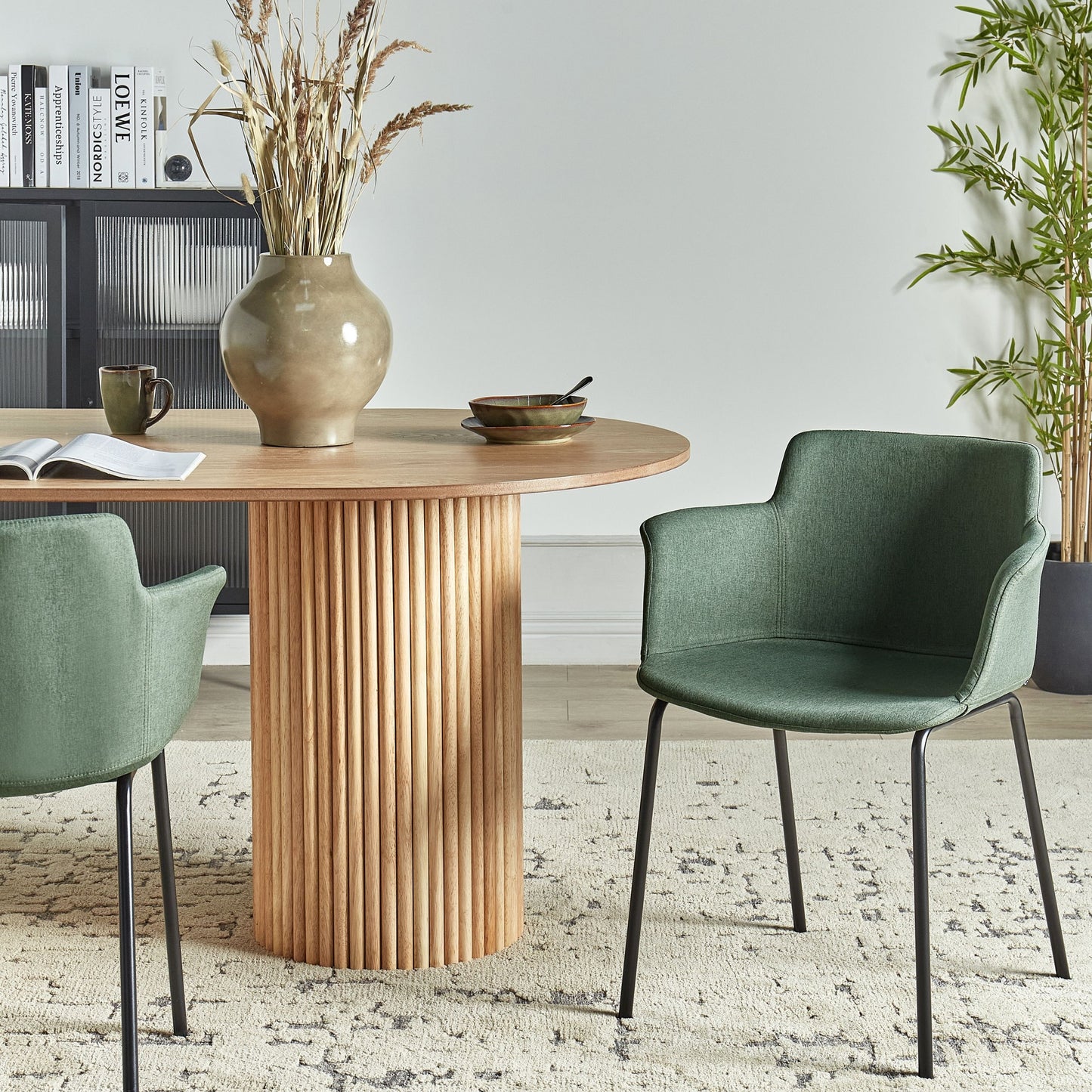 X Modern Green Polyester Dining Chair Set Of 2 Black Metal Legs