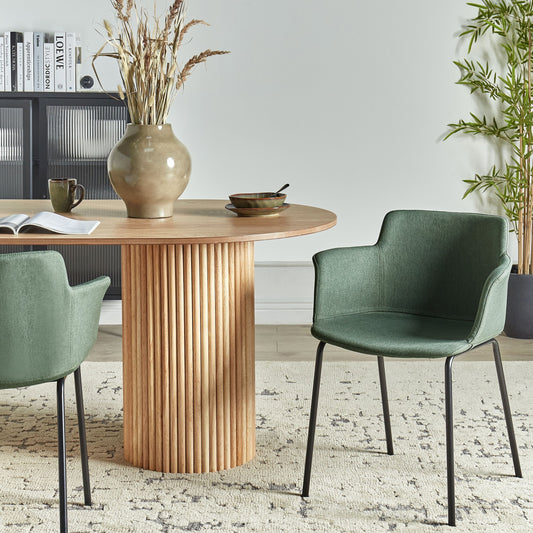 X Modern Green Polyester Dining Chair Set Of 2 Black Metal Legs
