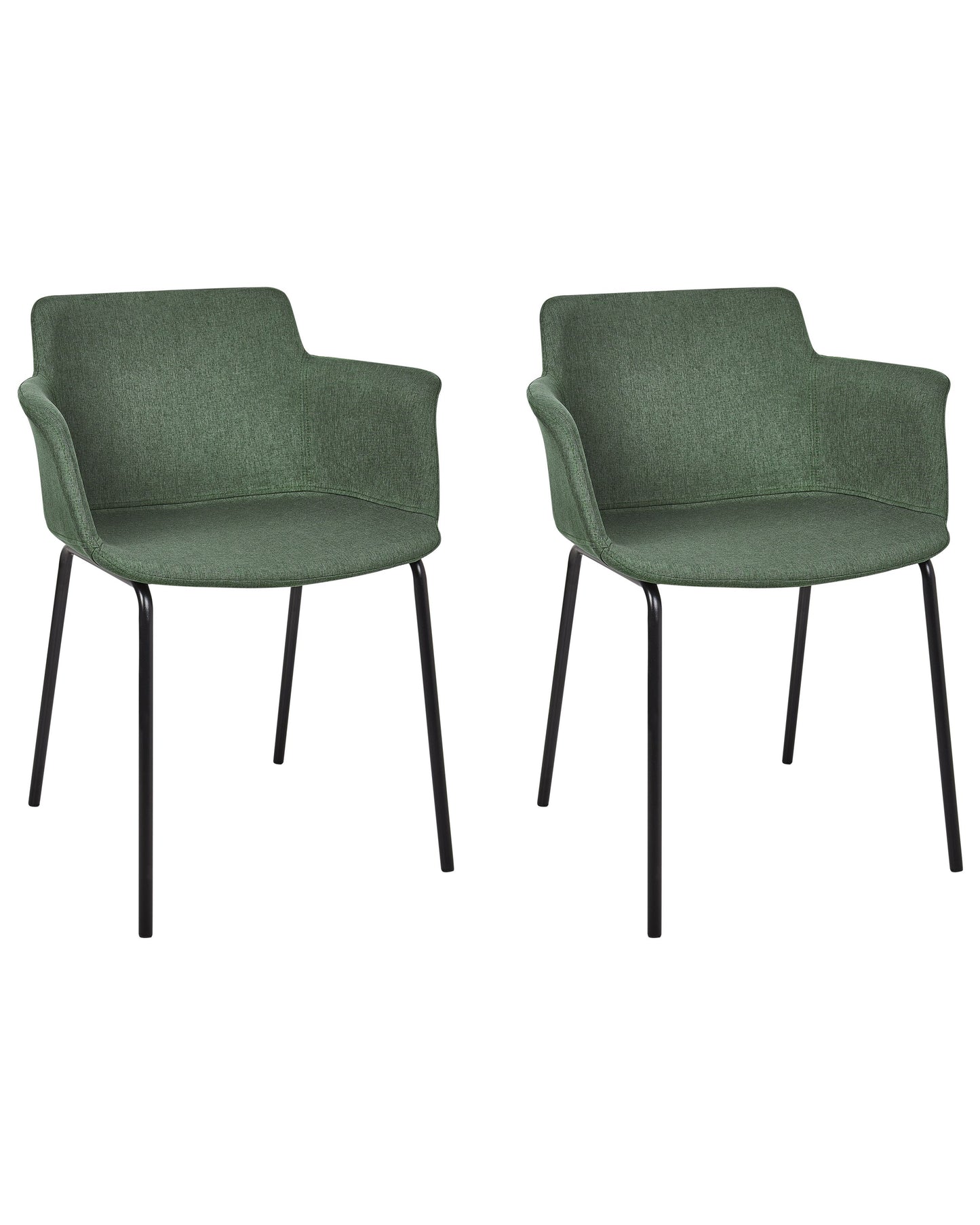 X Modern Green Polyester Dining Chair Set Of 2 Black Metal Legs