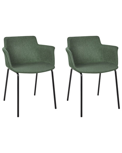 X Modern Green Polyester Dining Chair Set Of 2 Black Metal Legs