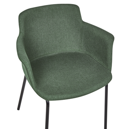 X Modern Green Polyester Dining Chair Set Of 2 Black Metal Legs
