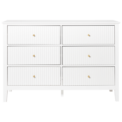 LuxeHome 6 Drawer Chest White MDF With Gold Handles