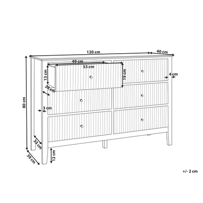 LuxeHome 6 Drawer Chest White MDF With Gold Handles