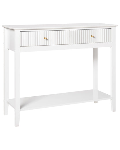 BrandName 2 Drawer Console Table White MDF 100x35cm Gold Handles