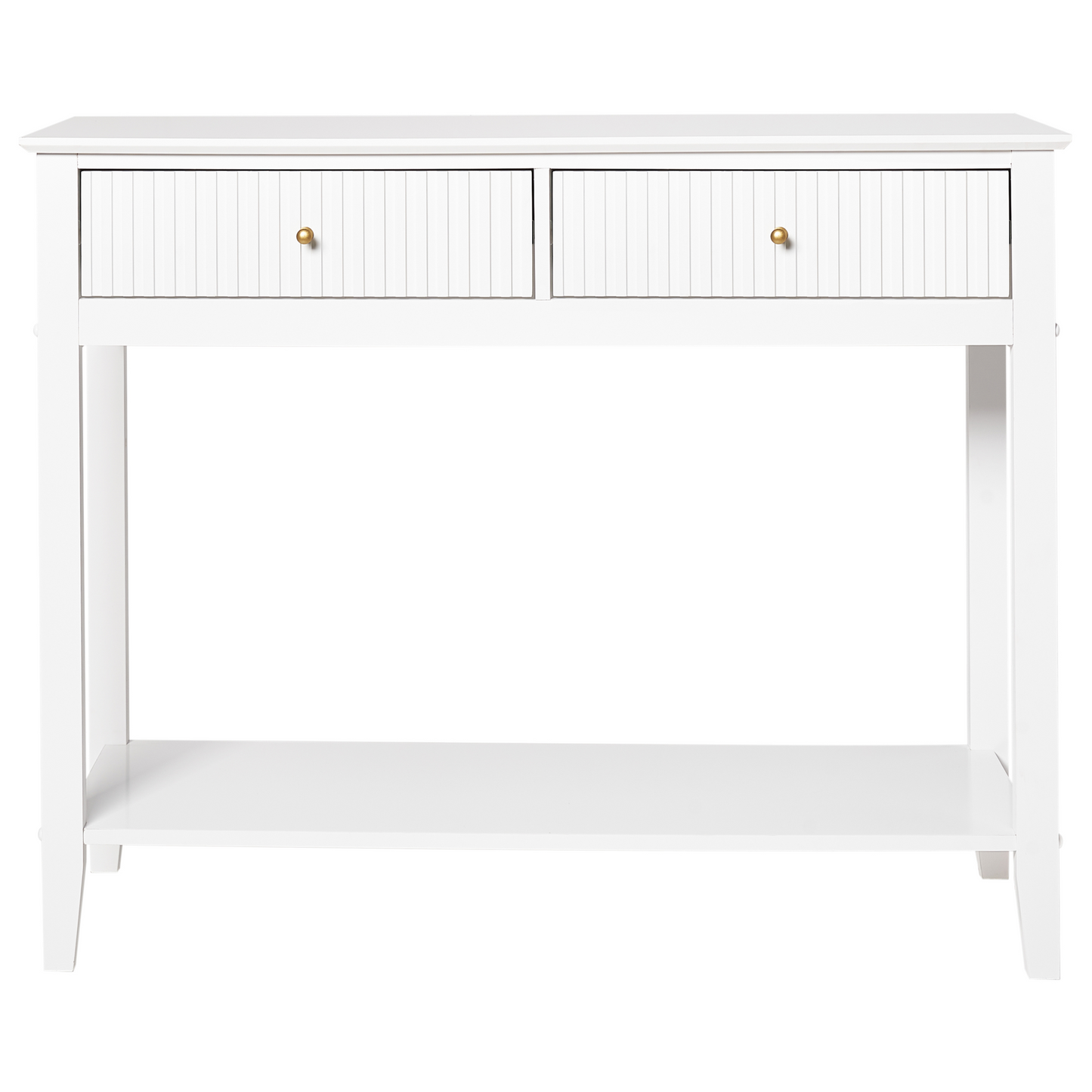 BrandName 2 Drawer Console Table White MDF 100x35cm Gold Handles