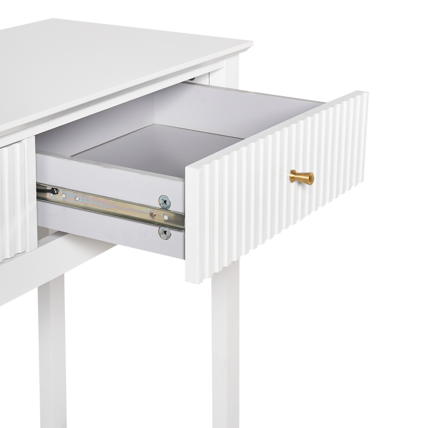 BrandName 2 Drawer Console Table White MDF 100x35cm Gold Handles