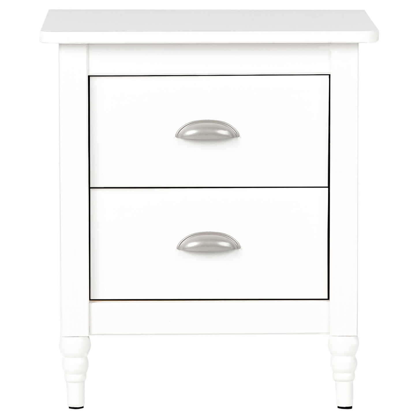 Bedside Table Nightstand White 2 Drawers Retro