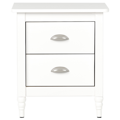 Bedside Table Nightstand White 2 Drawers Retro