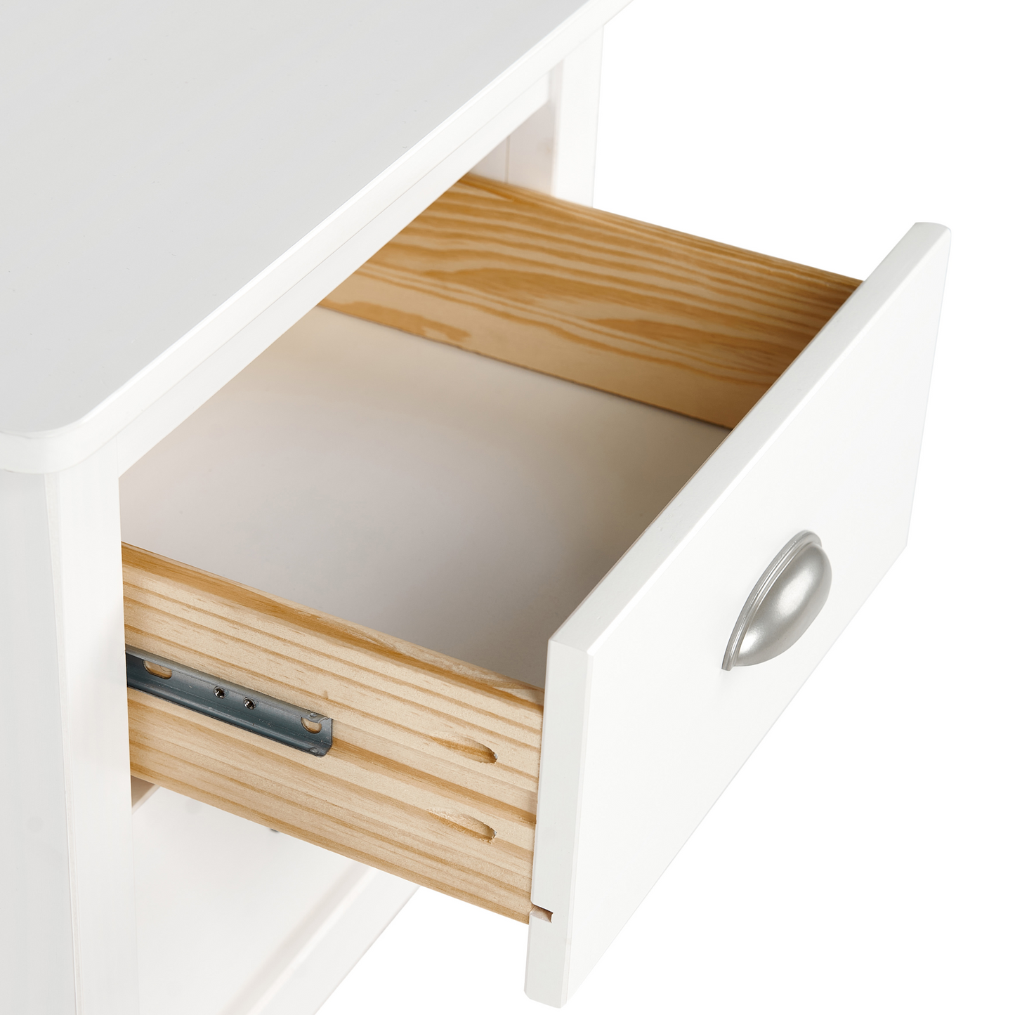 Bedside Table Nightstand White 2 Drawers Retro