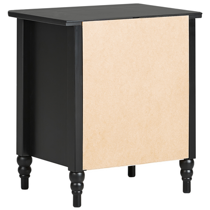 Oak And Elm Pine Wood Bedside Table Nightstand Matte Black 2 Drawers Retro Finish