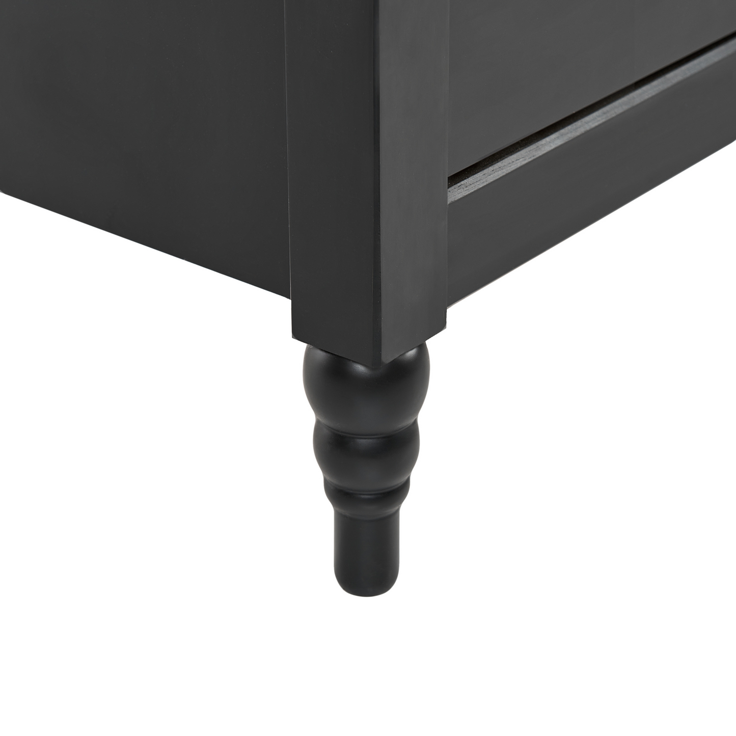 Oak And Elm Pine Wood Bedside Table Nightstand Matte Black 2 Drawers Retro Finish