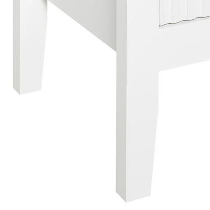 NovaHome Luxe 2 Drawer White MDF Bedside Table With Gold Handles And Top Shelf Modern