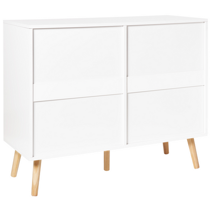 Chest of Drawers White 6 Drawer Oak Legs Modern