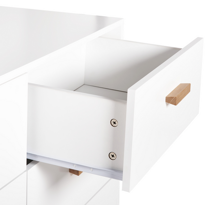 Chest of Drawers White 6 Drawer Oak Legs Modern