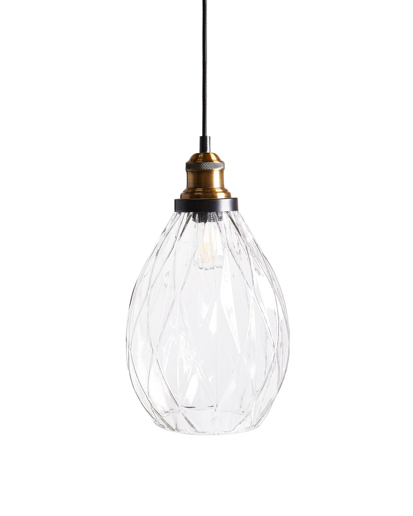 Pendant Lamp Transparent Glass And Metal Shade