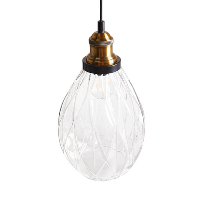 Pendant Lamp Transparent Glass And Metal Shade