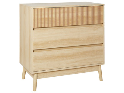 NovaHome Chest of Drawers Light Brown MDF 3 Drawers Pine Wood Legs