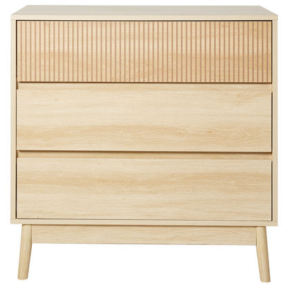 NovaHome Chest of Drawers Light Brown MDF 3 Drawers Pine Wood Legs