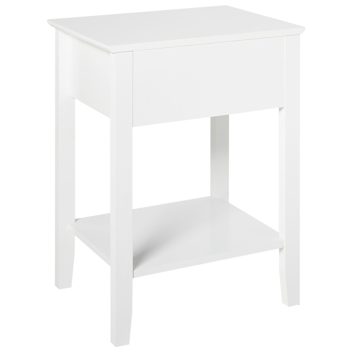 LuxeHome 1 Drawer Bedside Table White MDF With Gold Handle For Bedroom Elegant Storage Nightstand