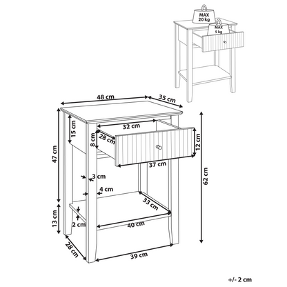LuxeHome 1 Drawer Bedside Table White MDF With Gold Handle For Bedroom Elegant Storage Nightstand