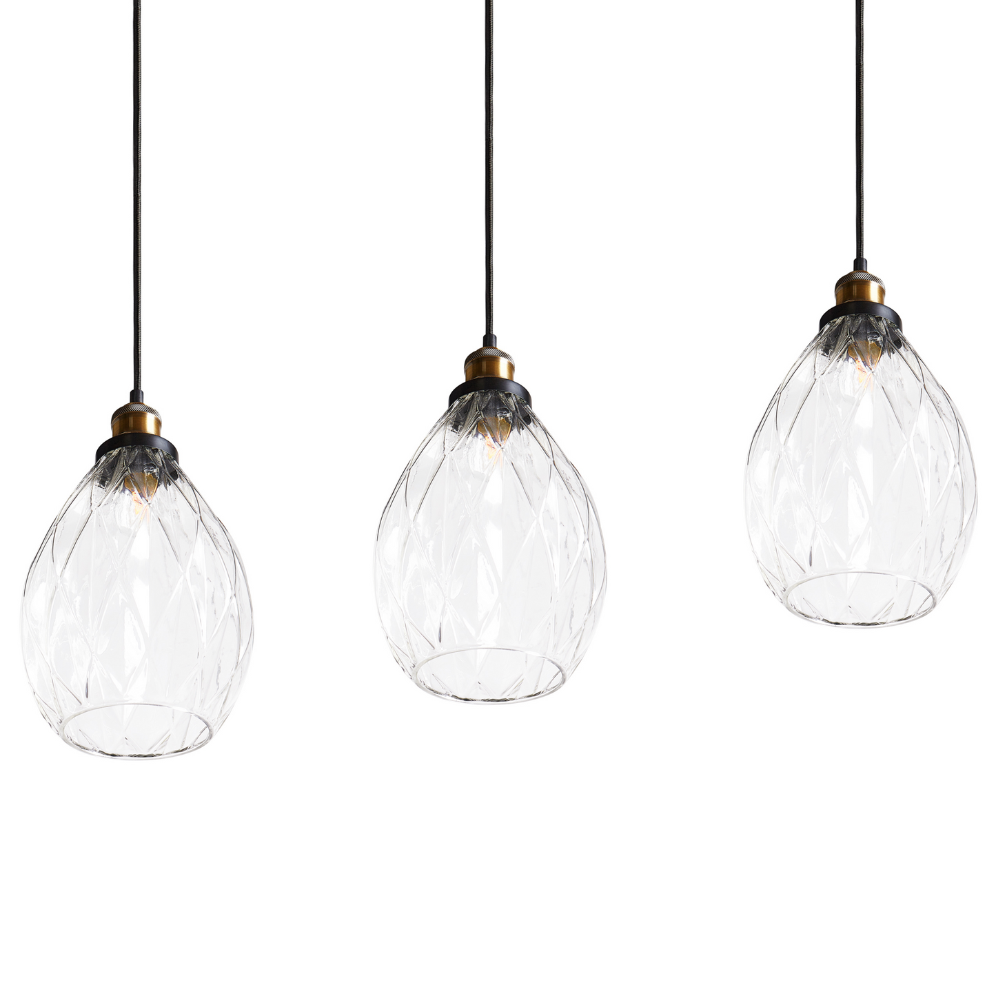 Pendant Lamp 3 Point Glass and Metal Shade