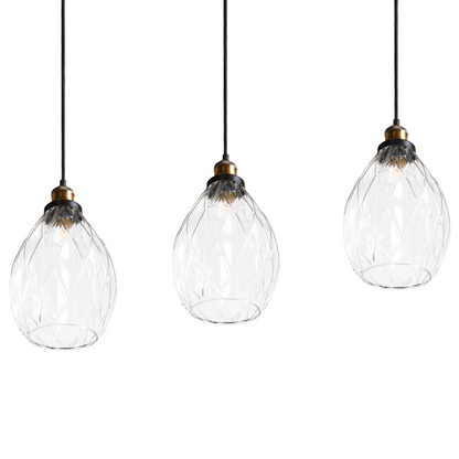 Pendant Lamp 3 Point Glass and Metal Shade