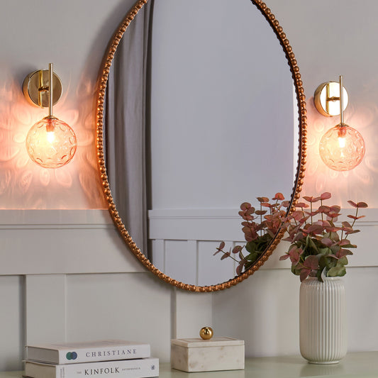 Pink Gold Glass Wall Lamps Set Of 2 Glam Modern