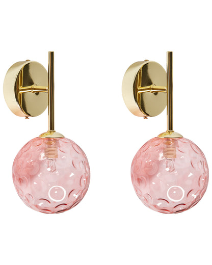 Pink Gold Glass Wall Lamps Set Of 2 Glam Modern
