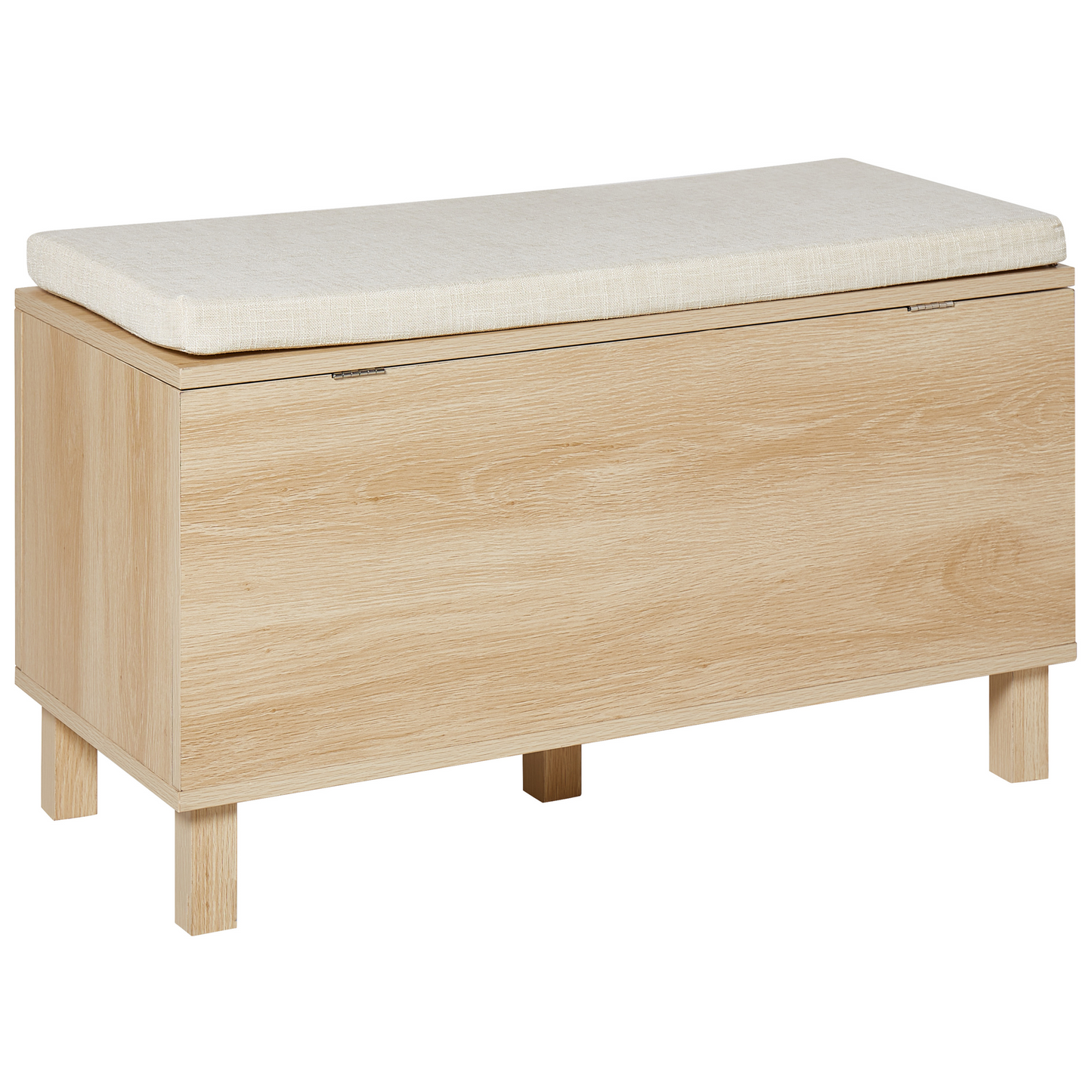 Storage Bench Light Brown Cushioned Top Rattan Fronts