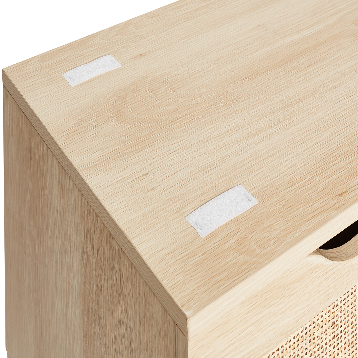 Storage Bench Light Brown Cushioned Top Rattan Fronts