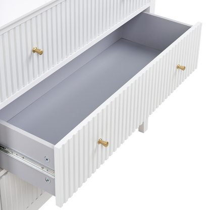 NovaHome 3 Drawer Chest White MDF Gold Handles Living Room Stylish