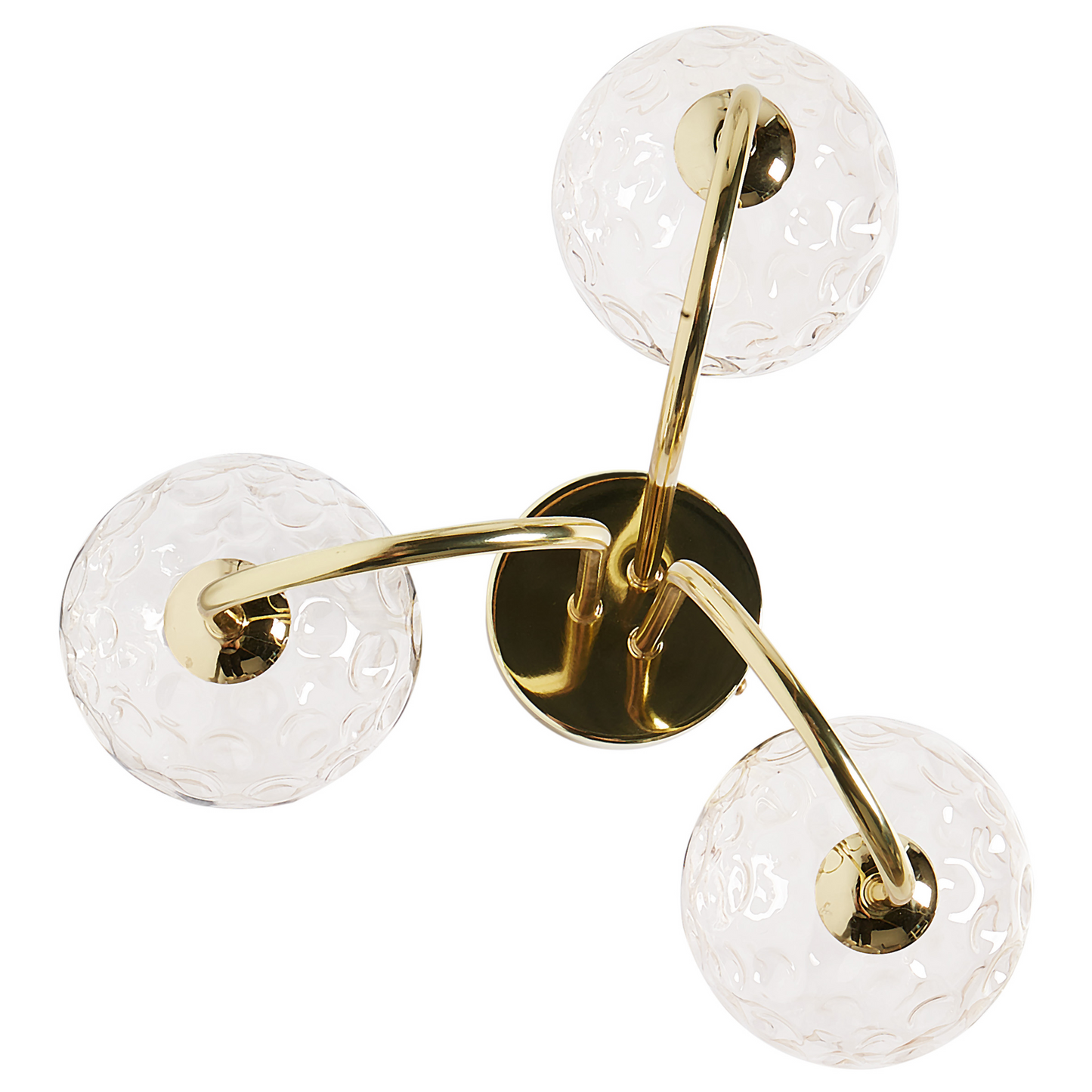 Three Light Ceiling Fixture Beige and Gold Glass Iron Glamour