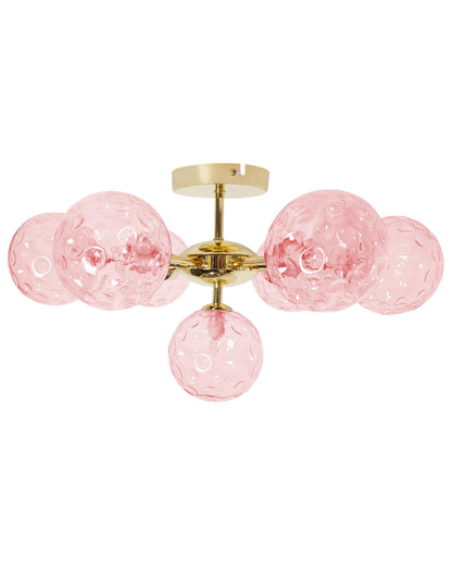 Living Seven Light Pink Gold Glass Iron Ceiling Light