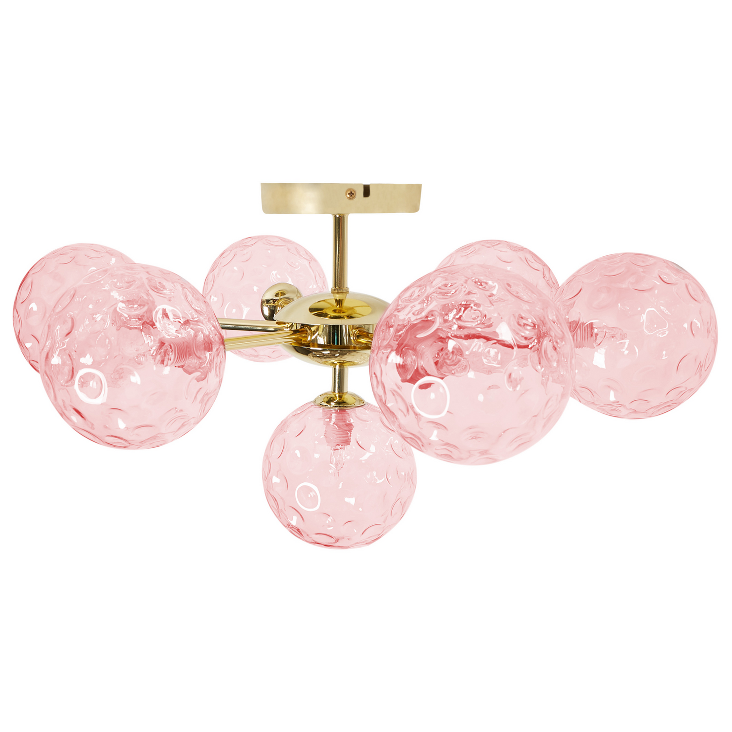 Living Seven Light Pink Gold Glass Iron Ceiling Light