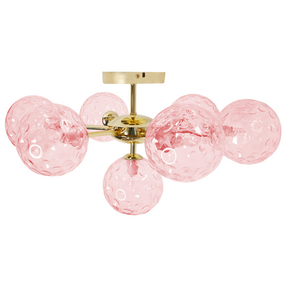Living Seven Light Pink Gold Glass Iron Ceiling Light