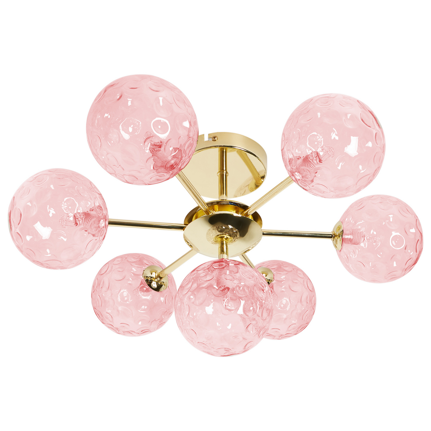 Living Seven Light Pink Gold Glass Iron Ceiling Light