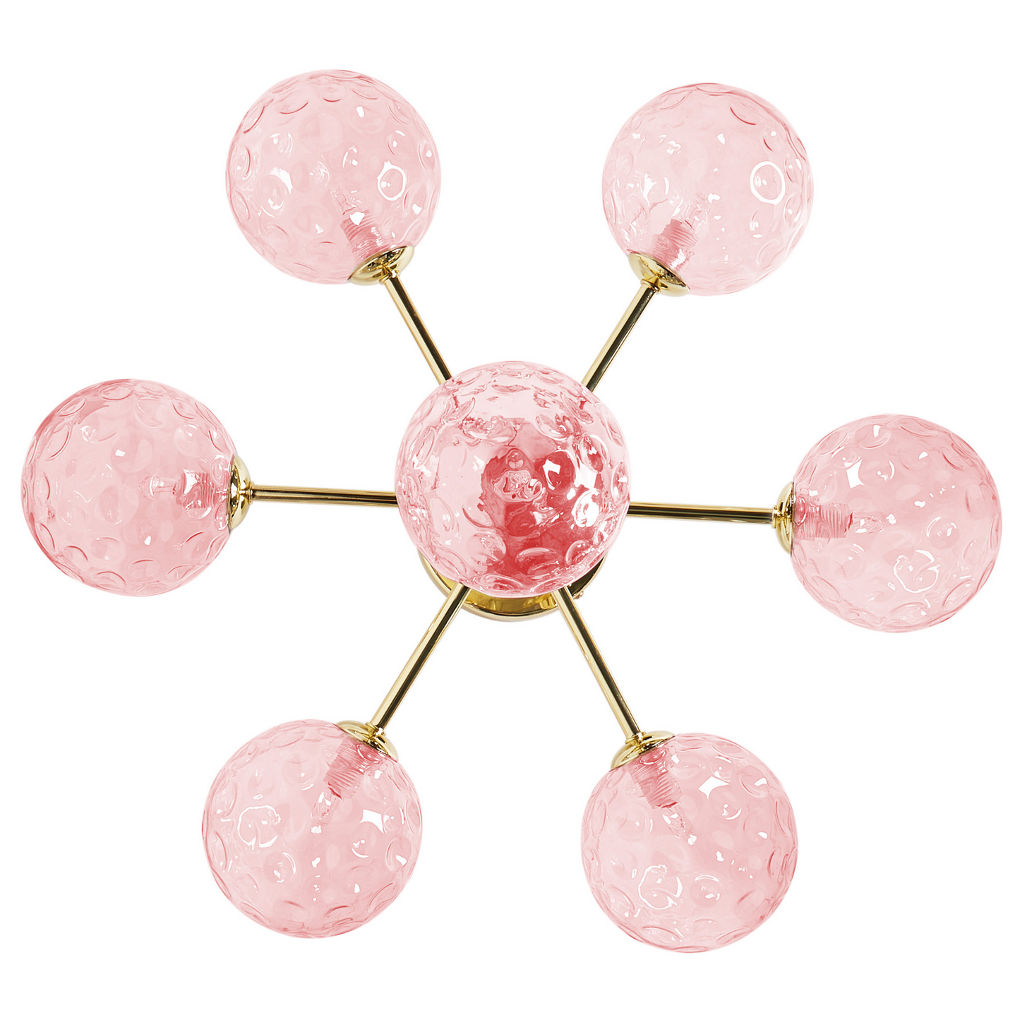 Living Seven Light Pink Gold Glass Iron Ceiling Light