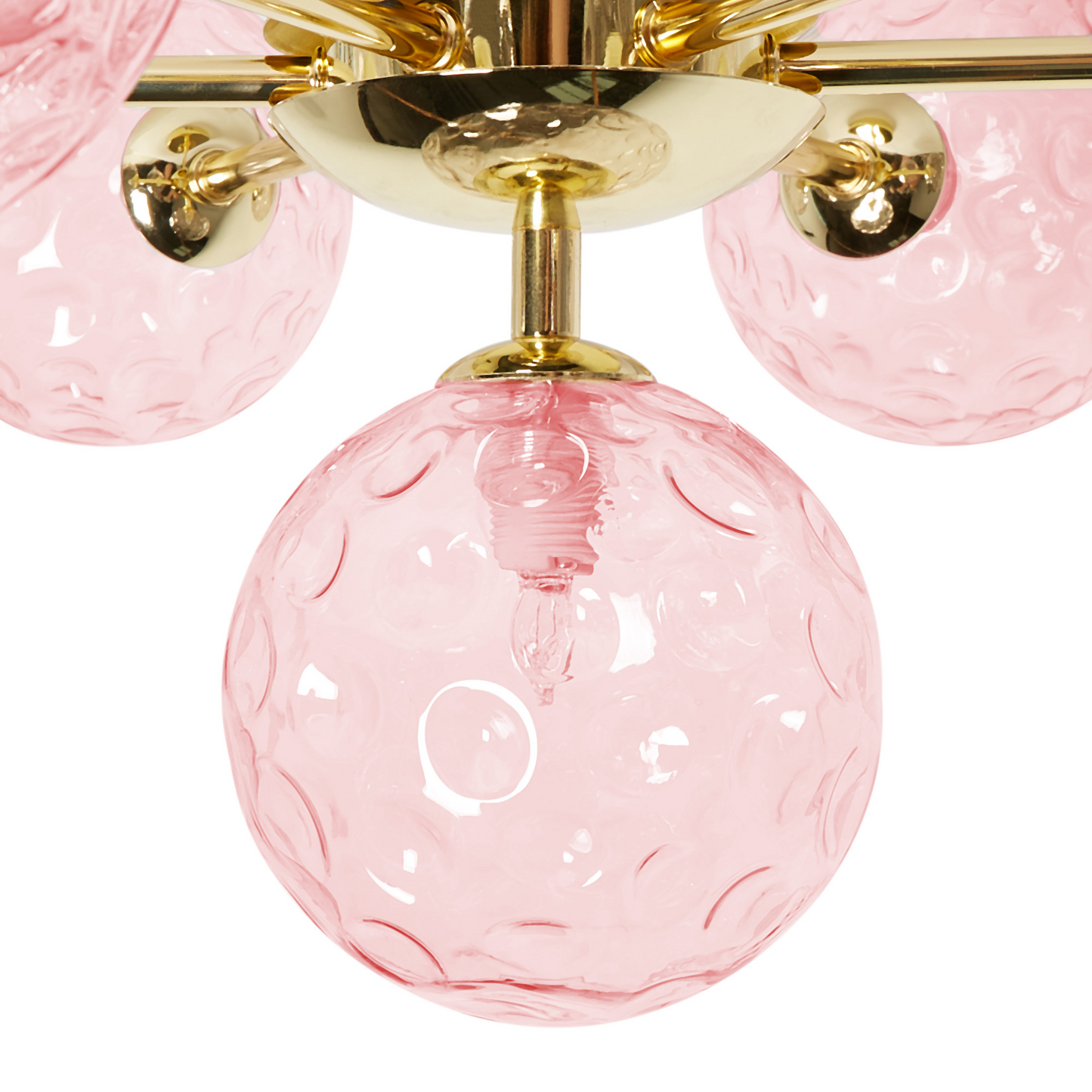 Living Seven Light Pink Gold Glass Iron Ceiling Light