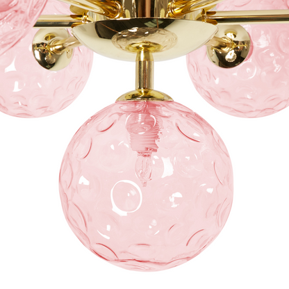 Living Seven Light Pink Gold Glass Iron Ceiling Light