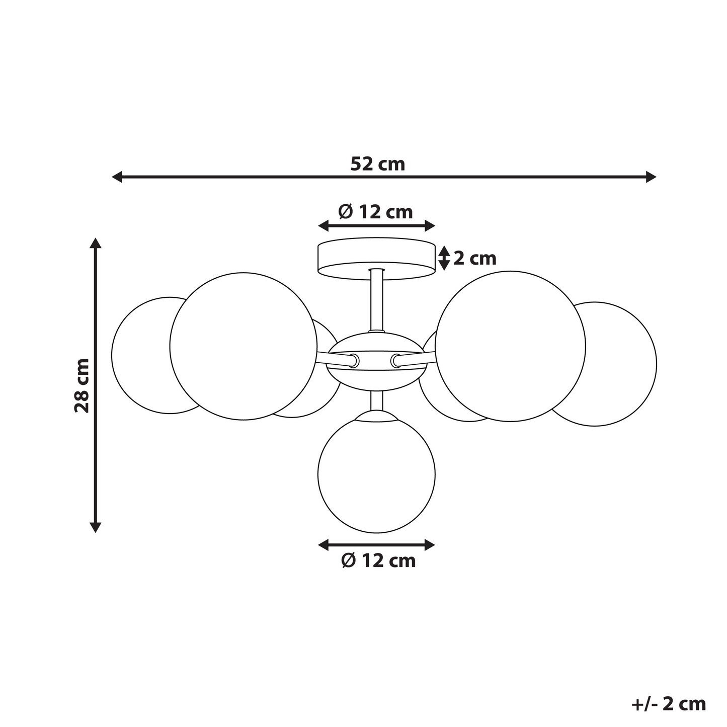 Living Seven Light Pink Gold Glass Iron Ceiling Light