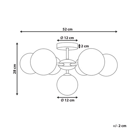 Living Seven Light Pink Gold Glass Iron Ceiling Light
