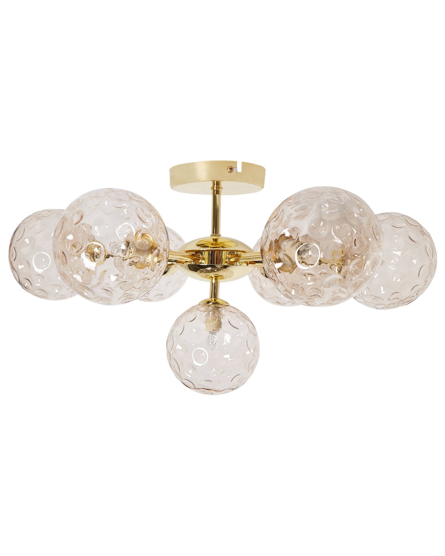7 Light Beige And Gold Glass Ceiling Fixture