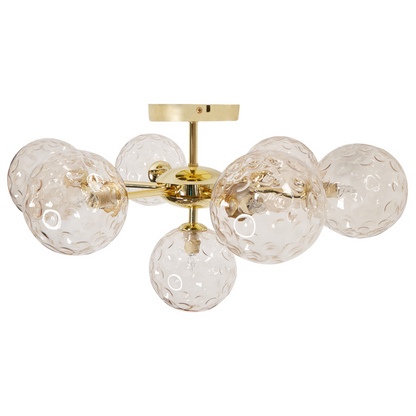 7 Light Beige And Gold Glass Ceiling Fixture