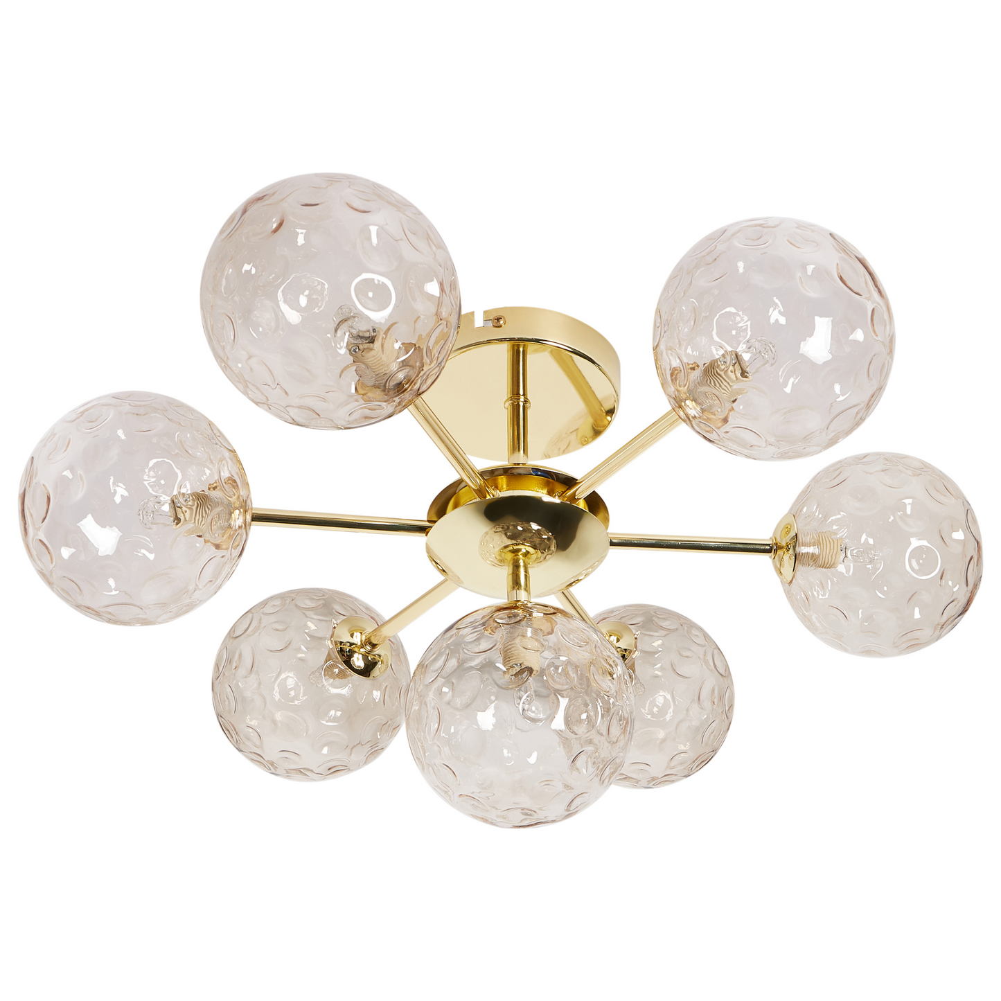 7 Light Beige And Gold Glass Ceiling Fixture