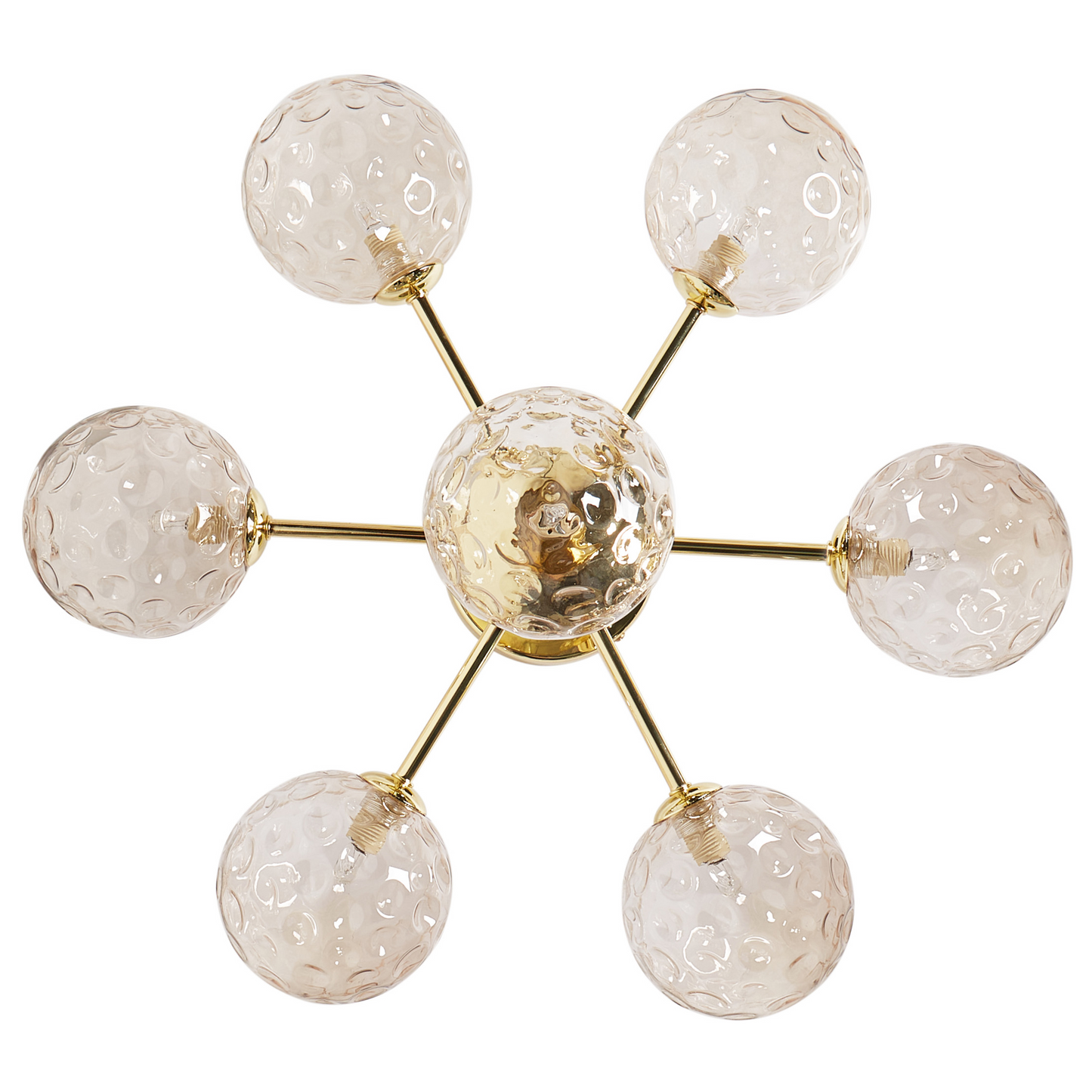 7 Light Beige And Gold Glass Ceiling Fixture
